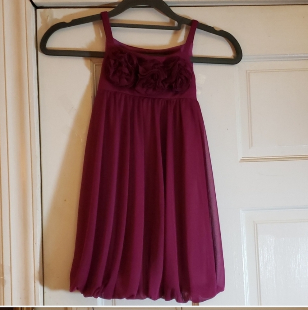 Blush Burgundy Toddler Dress Rose Accent With Belt Size 4